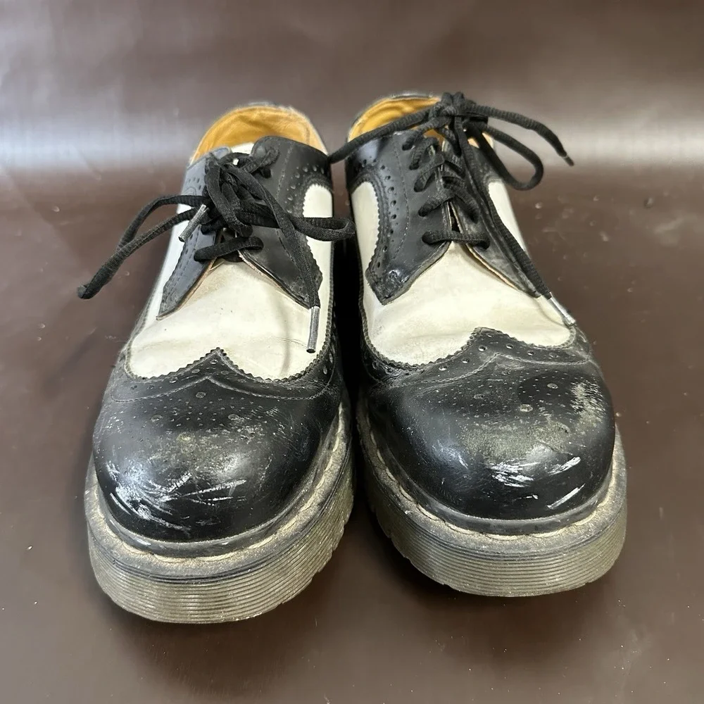 Vtg Dr Martens Shoes Mens‎ UK 8 Black and White WingTip Brogue 90s Y2k Chunky
